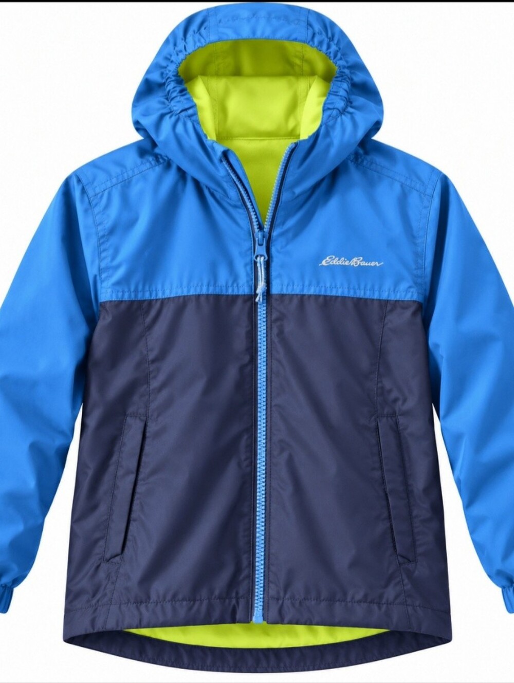 Eddie Bauer Boys 3-in-1 Jacket S 7/8 Blue Fleece Lined Hooded